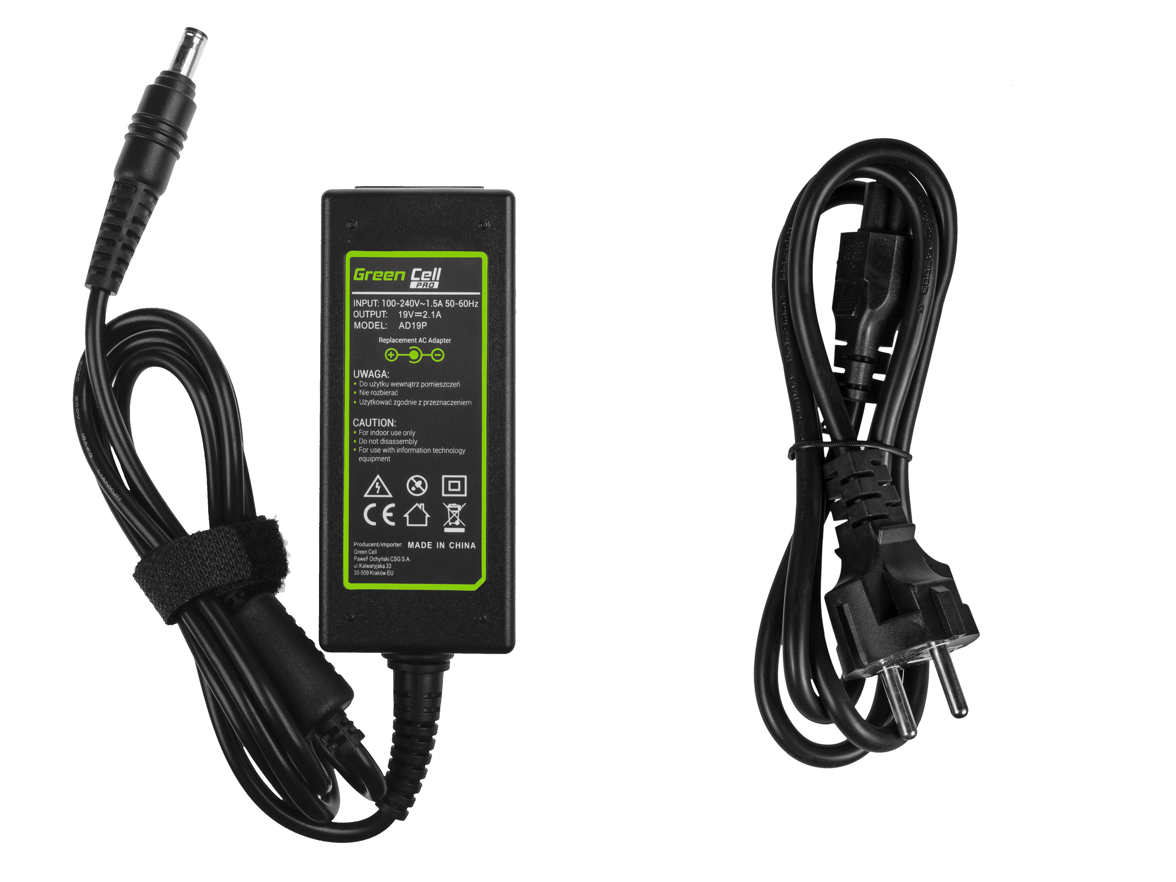 Green Cell PRO lader / AC Adapter til Samsung N100 N130 N145 -19V 2.1A 40W