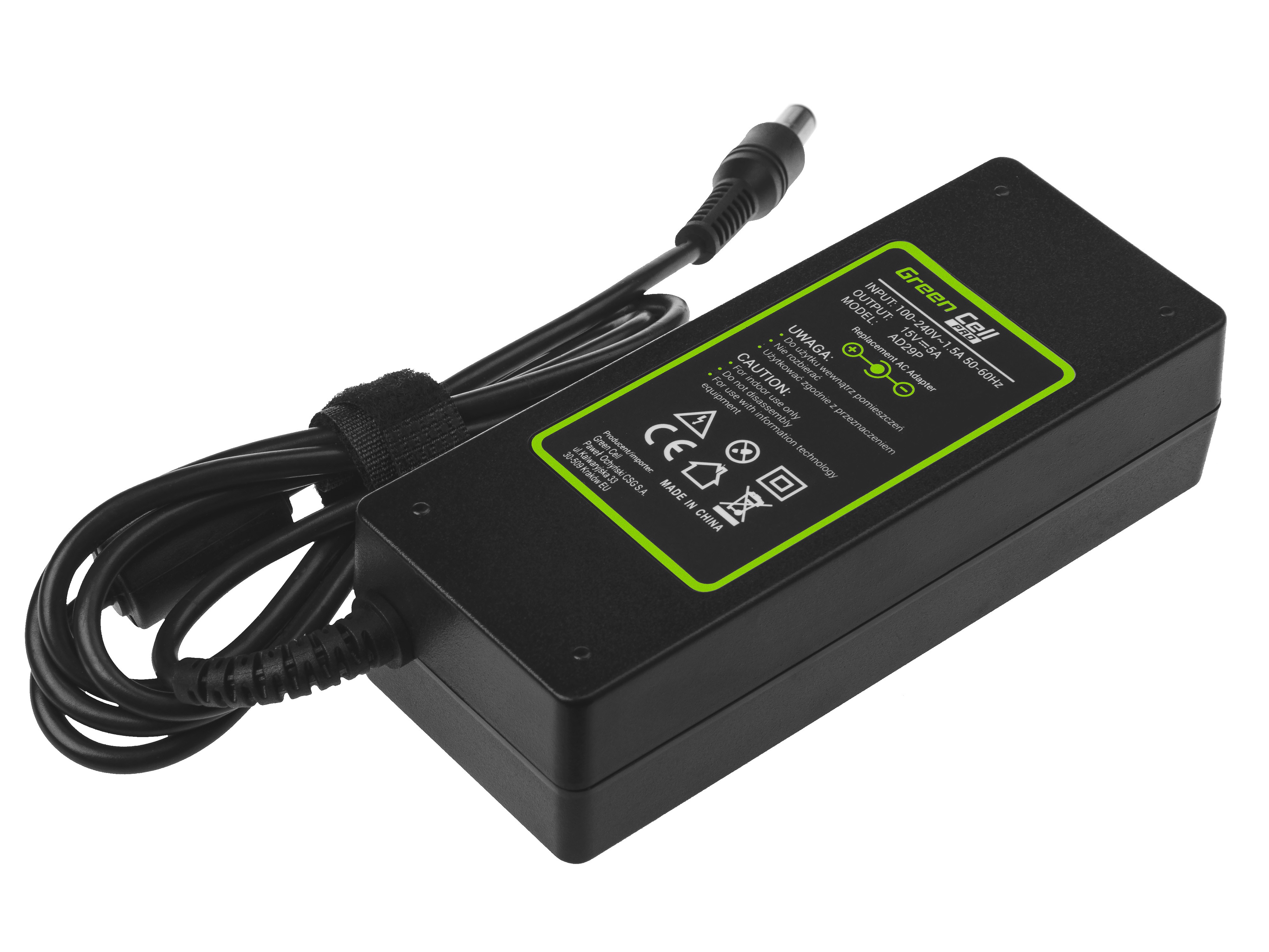 Green Cell PRO lader / AC Adapter til Toshiba Tecra A10 A11 -15V 5A 75W