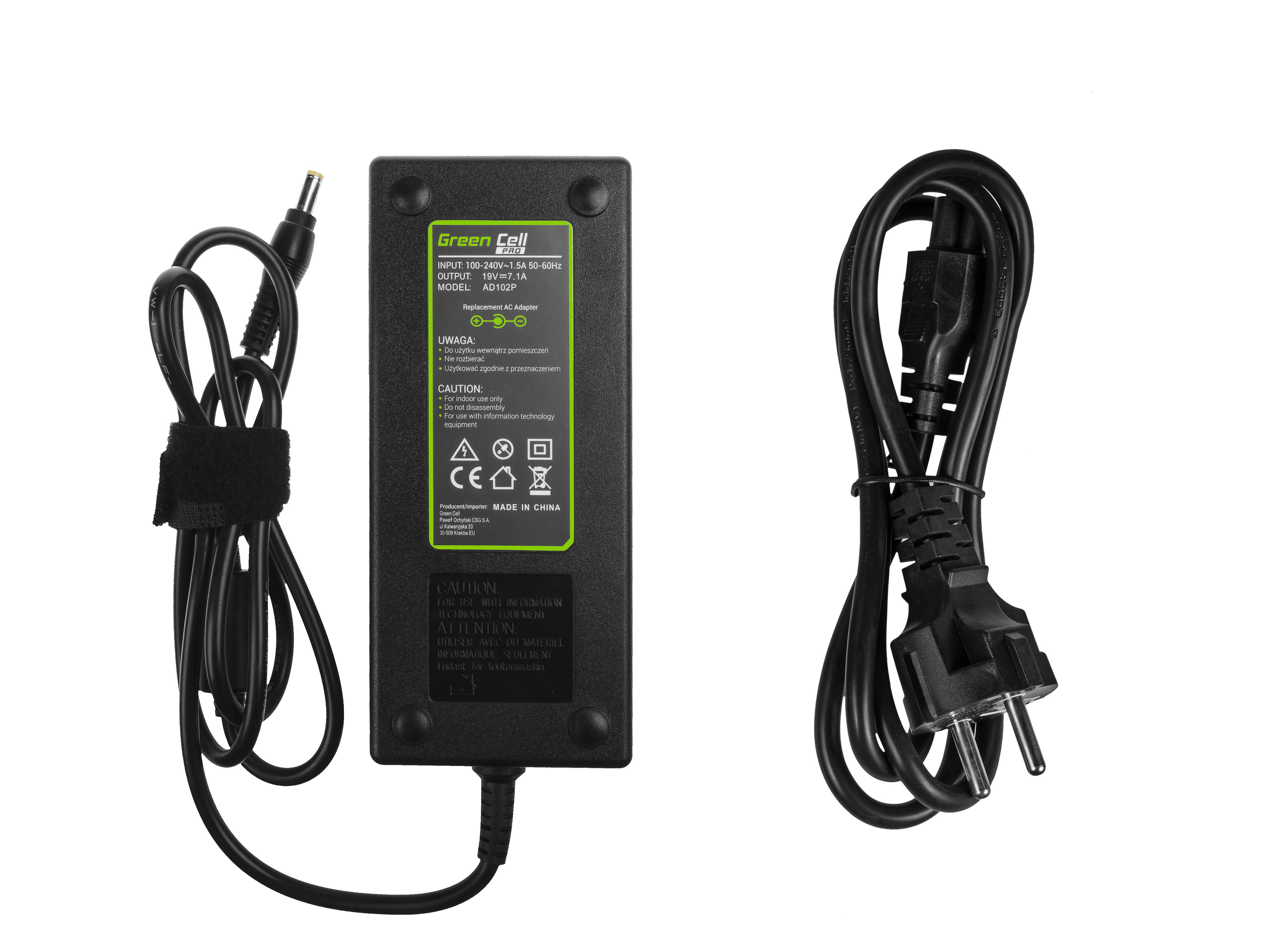Green Cell PRO lader / AC Adapter til Acer Aspire Nitro V15 -19V 7.1A 130W