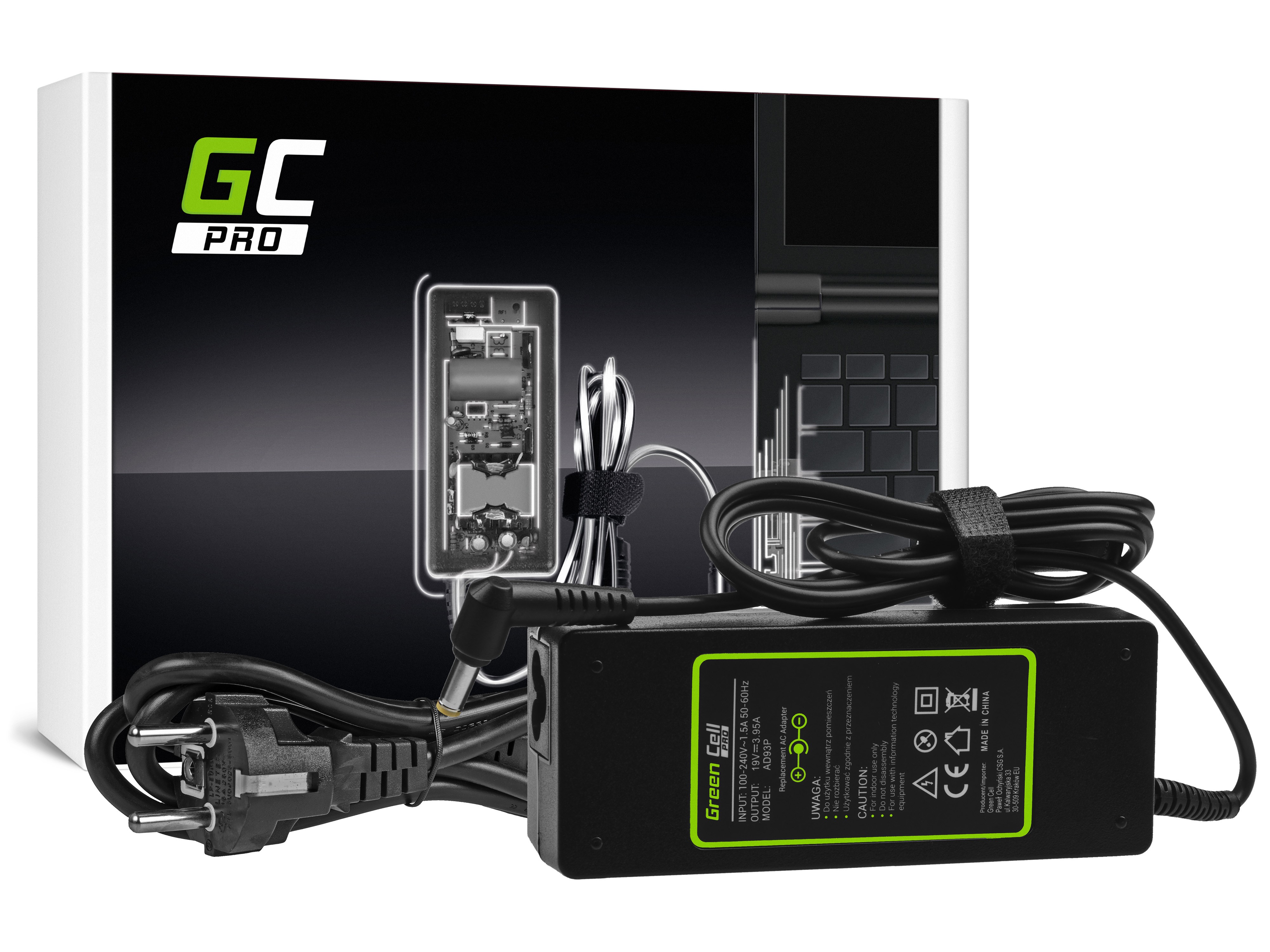 Green Cell PRO lader / AC Adapter til Acer Aspire 5220 5315 -19V 3.95A 75W