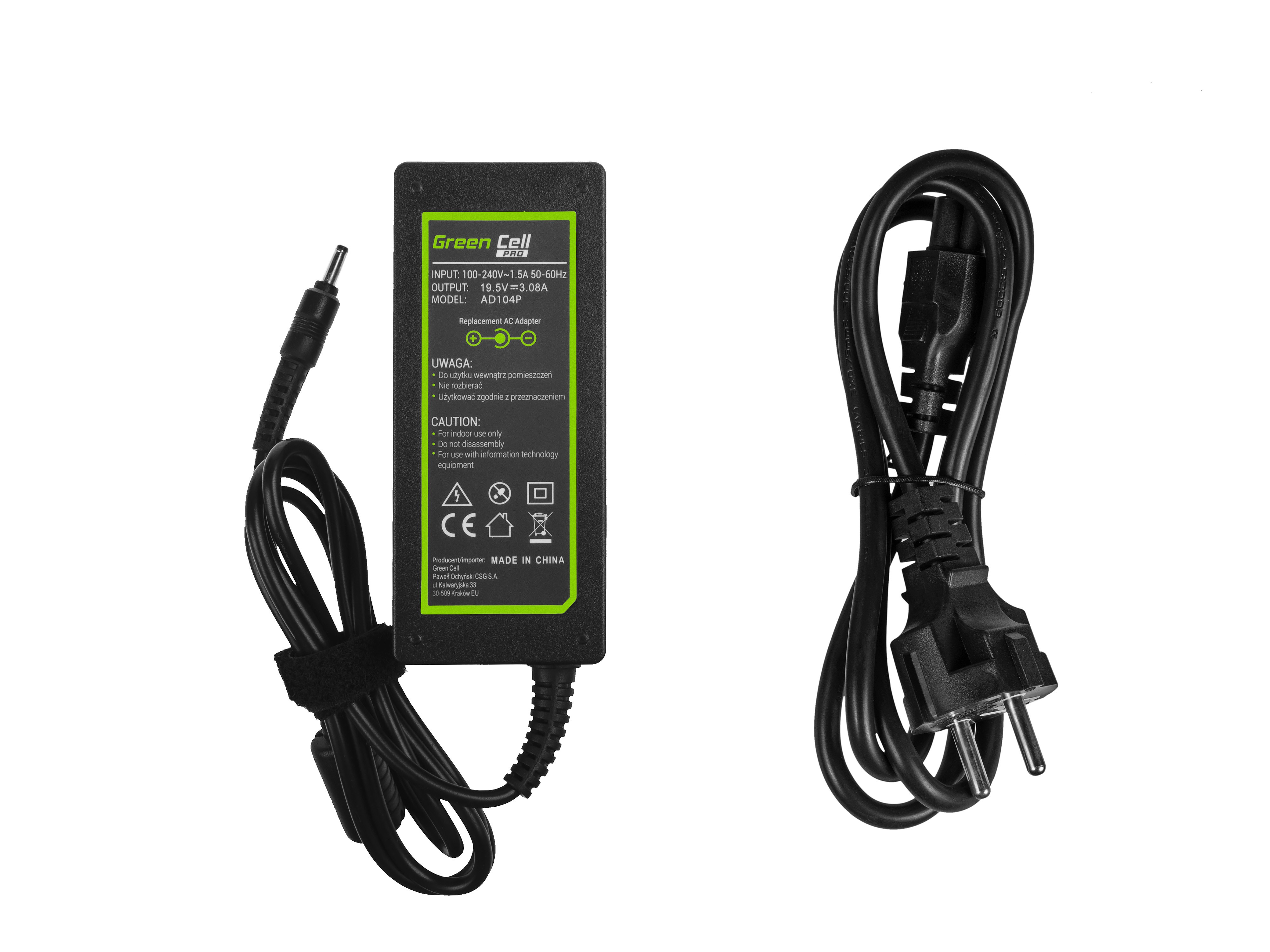 Green Cell PRO lader / AC Adapter til Asus Eee Slate B121 EP121 19.5V 3.08A 60W