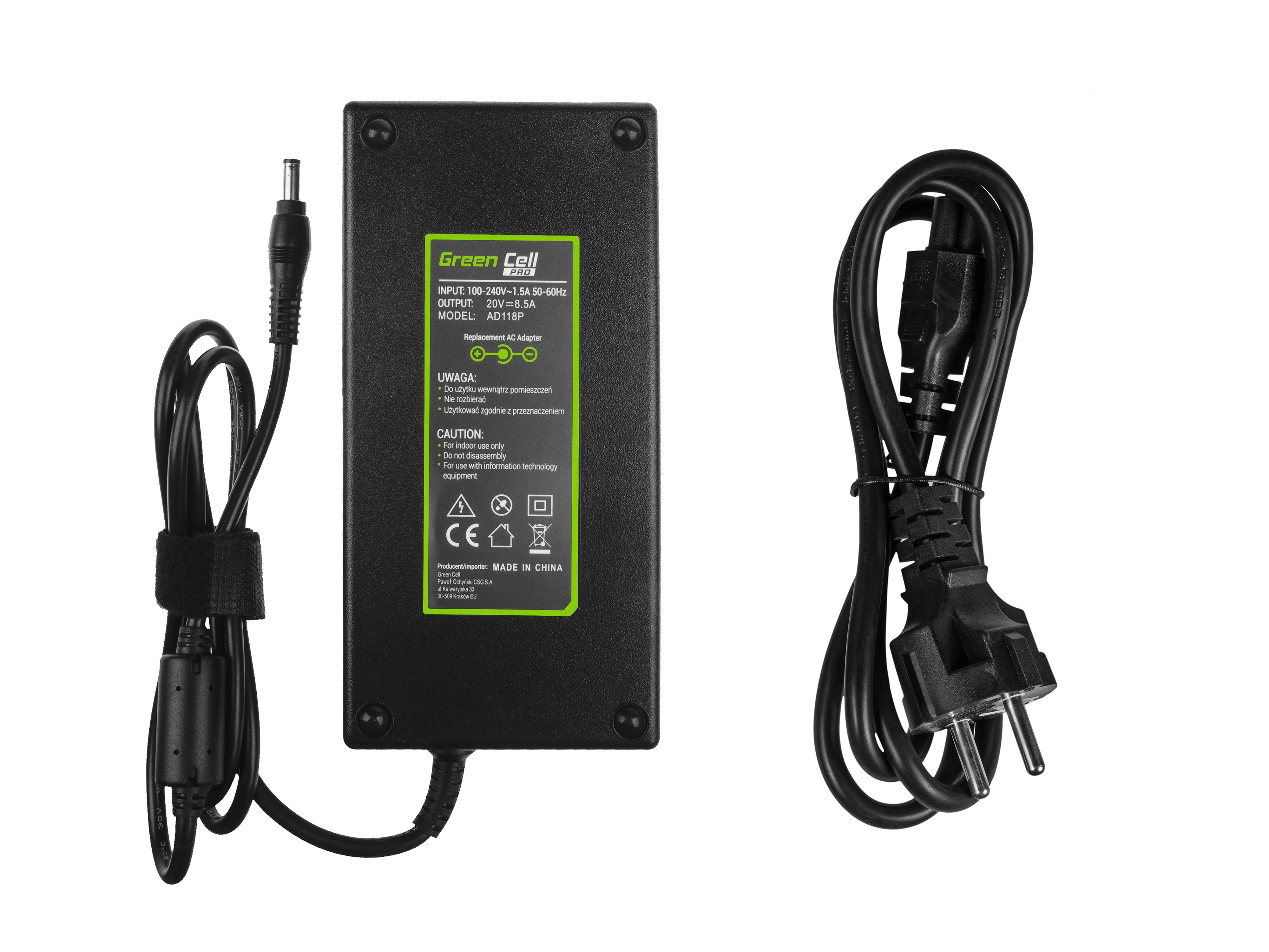 Green Cell PRO lader / AC Adapter til Lenovo IdeaPad Y400 -20V 8.5A 170W