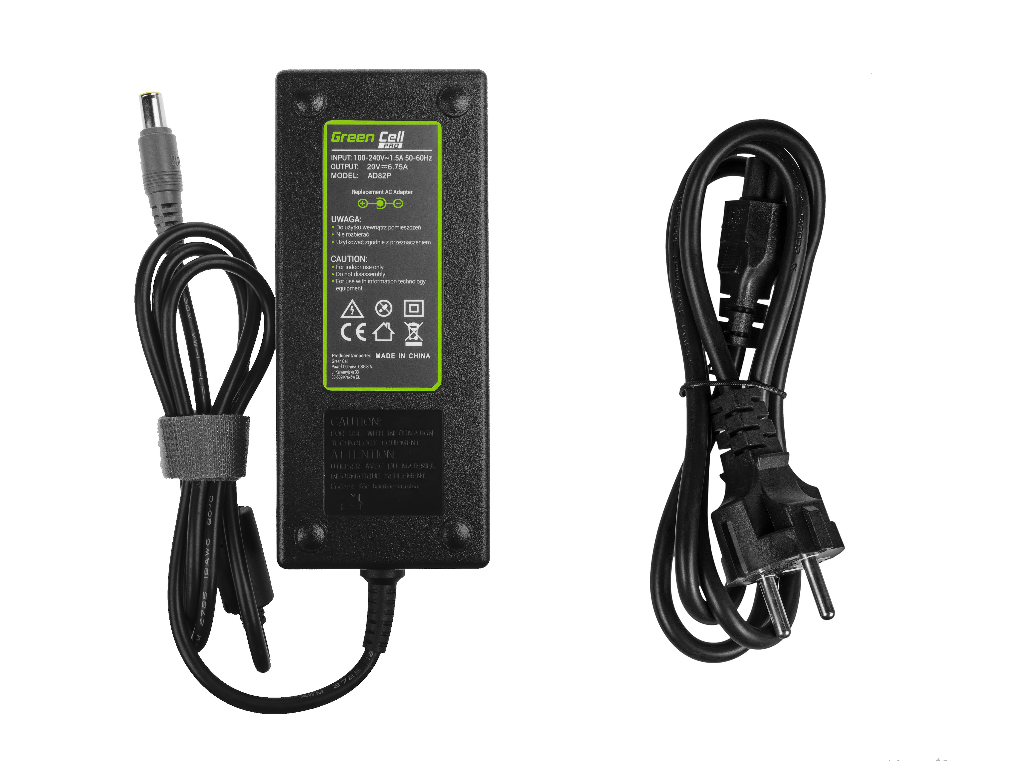 Green Cell PRO lader / AC Adapter til Lenovo ThinkPad 20V 6.75A 135W