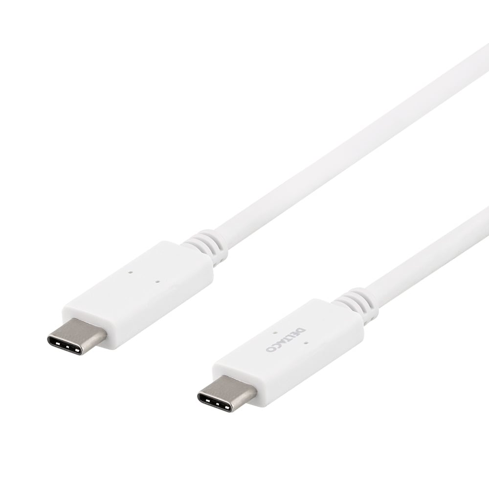 Deltaco USB-C til USB-C Kabel 5Gbit/s 1m - Hvit