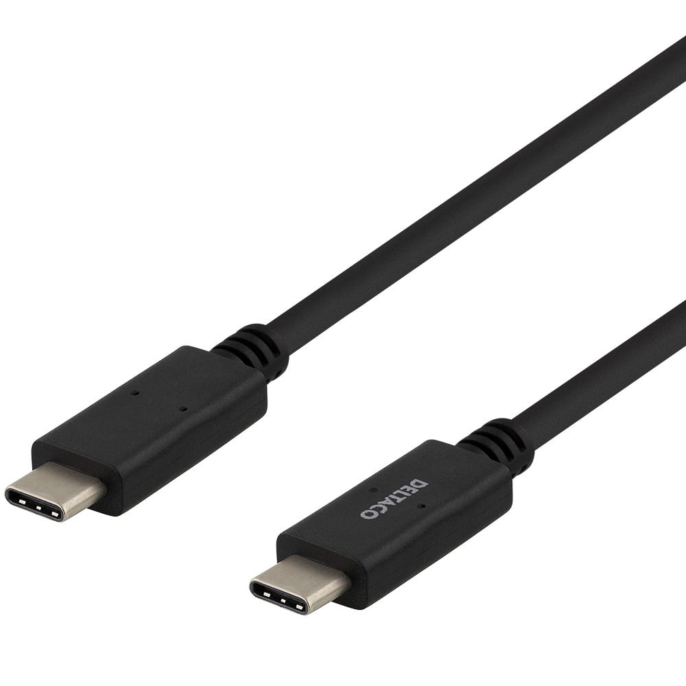 Deltaco USB-C til USB-C Kabel 1m - Svart