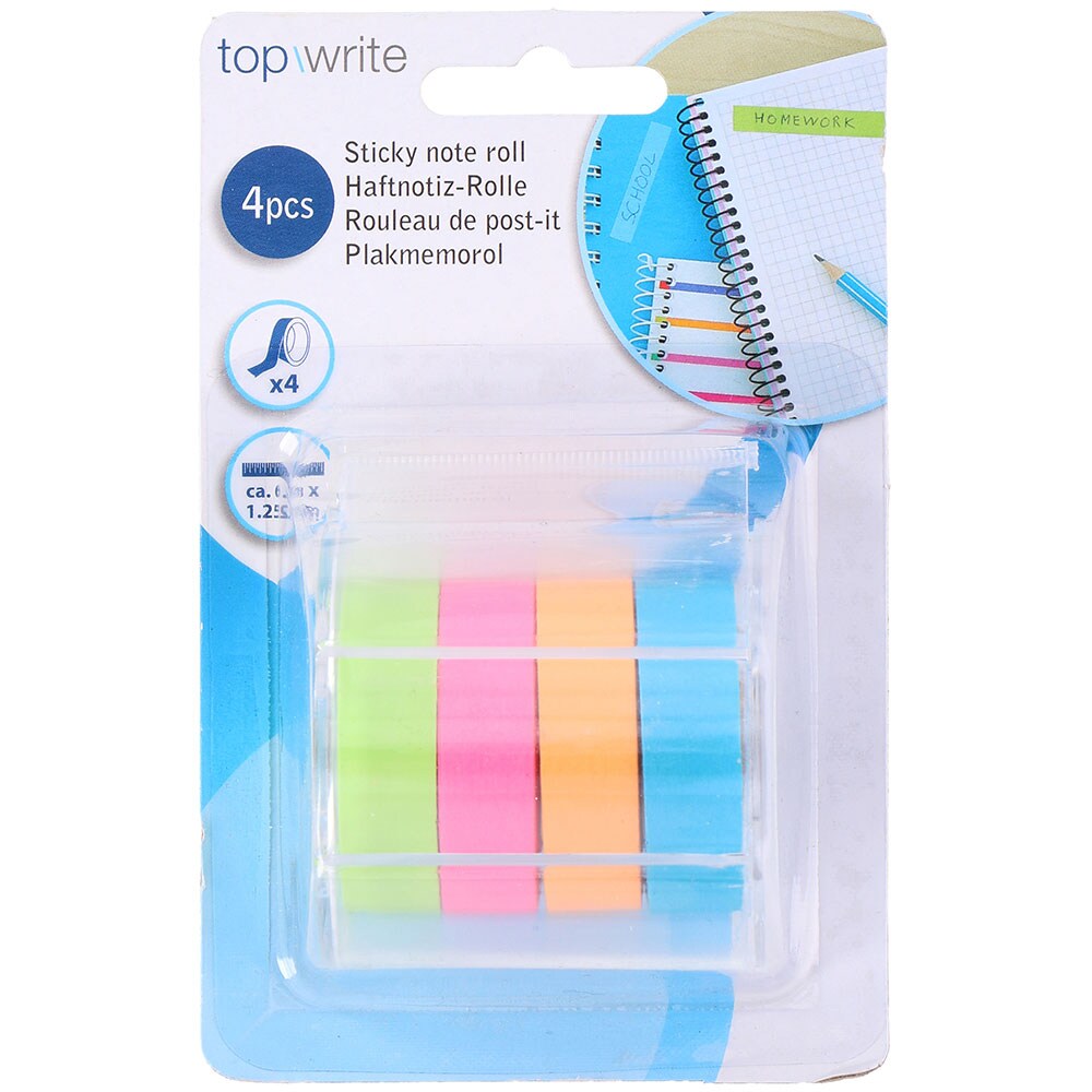 Ruller med Sticky Notes - 4 farger