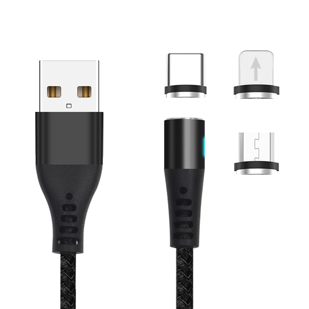Magnetisk ladeadapter til iPhone + USB-C + microUSB - 2A
