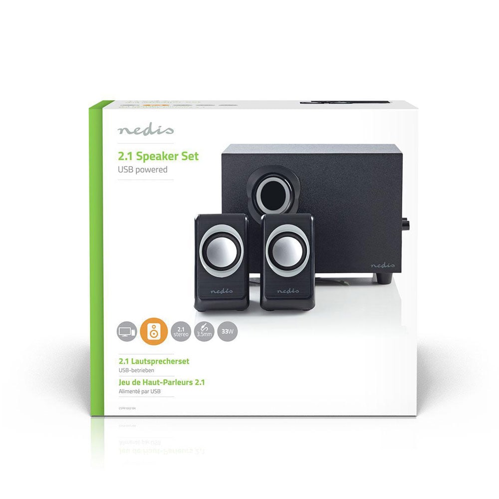 PC-høyttalere 2.1 / datahøyttalere med subwoofer / USB-høyttalere / høyttalersystem 33 W