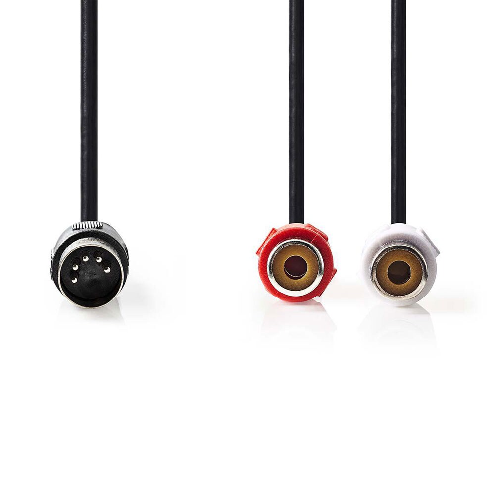 DIN 5-pinners lydkabel 20 cm - 2x RCA hunn