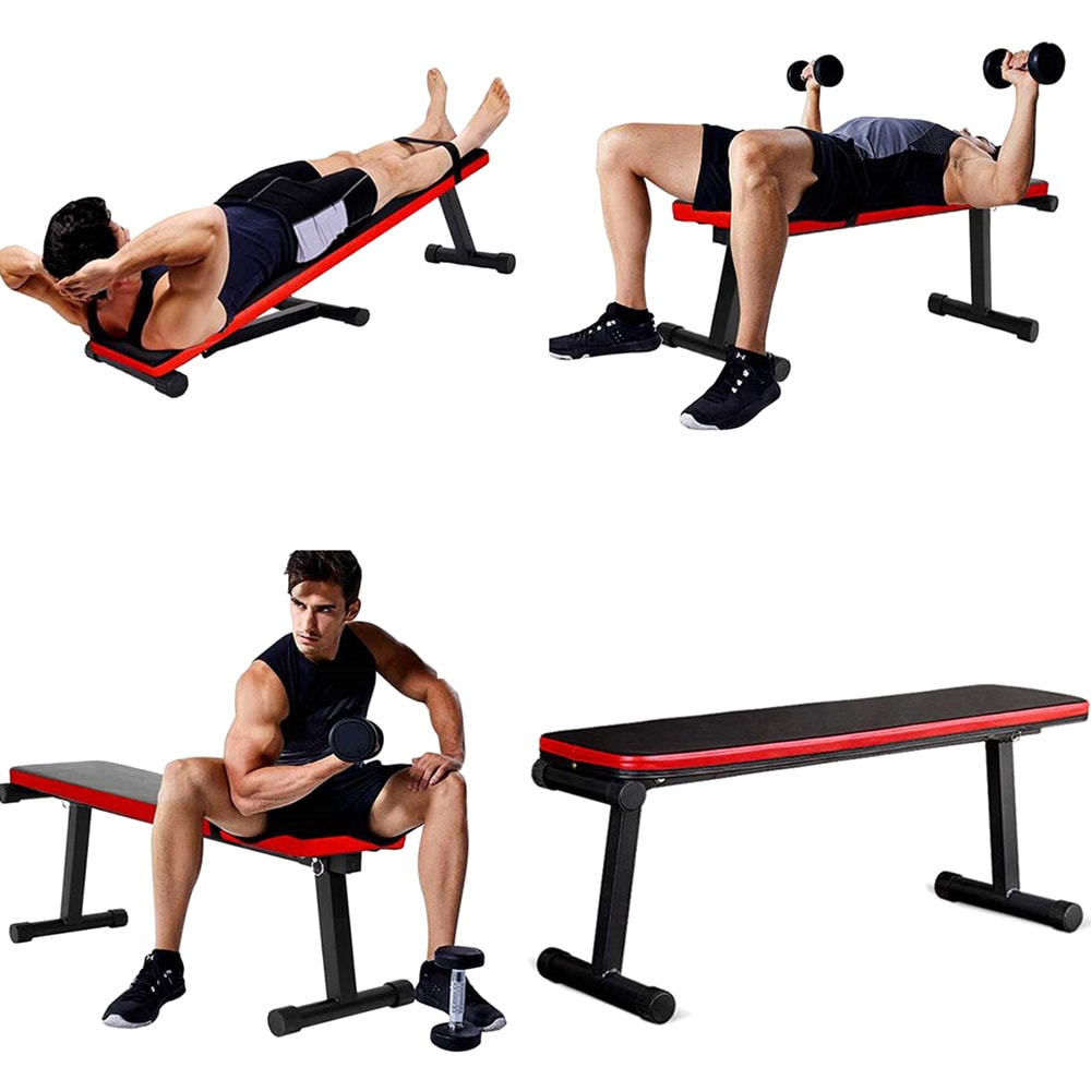 Sammenleggbar treningsbenk / Rett treningsbenk med stålramme / Sammenleggbar benk for styrketrening