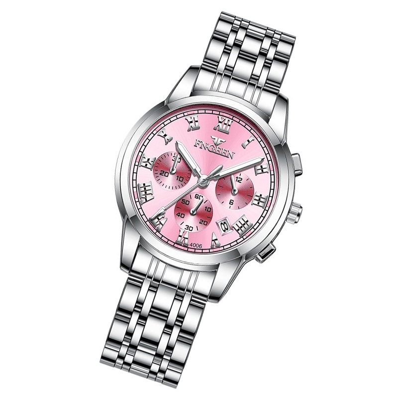 Armbåndsur Sølvfarget armbånd med rosa bakgrunn - Dame
