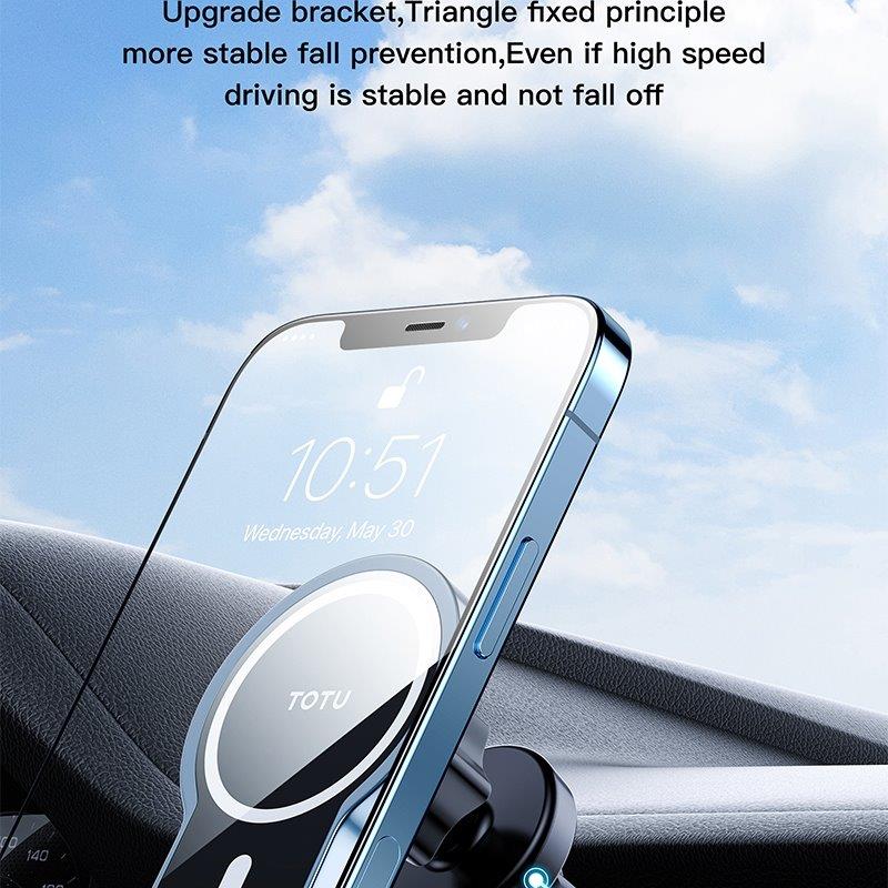 Bilholder med Trådløs Lading 15W til iPhone 12 - Blå