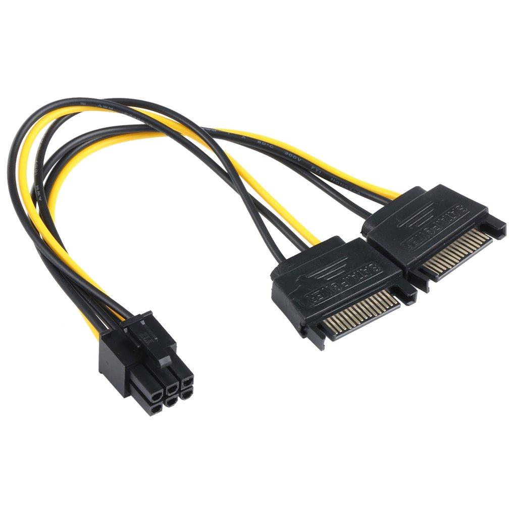 2 x SATA 15 Pin Han til Grafikkort PCI-e PCIE 6 Pin hun strømkabel