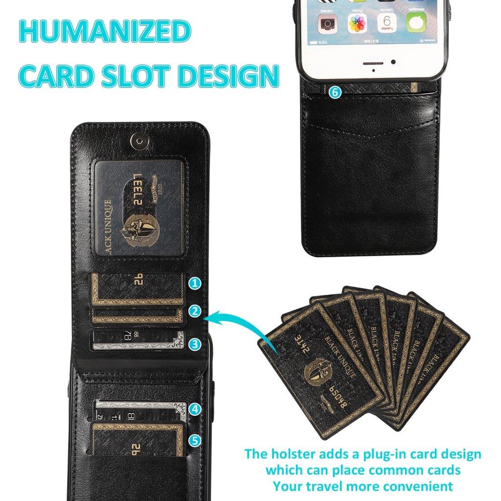 Bakdeksel i lærimitasjon med kortholder og stativfunksjon iPhone 6 - Svart