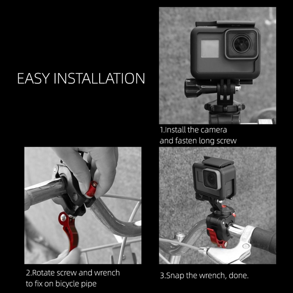 Sykkelholder for Actionkamera Insta360 GO / DJI Osmo Action / GoPro HERO9