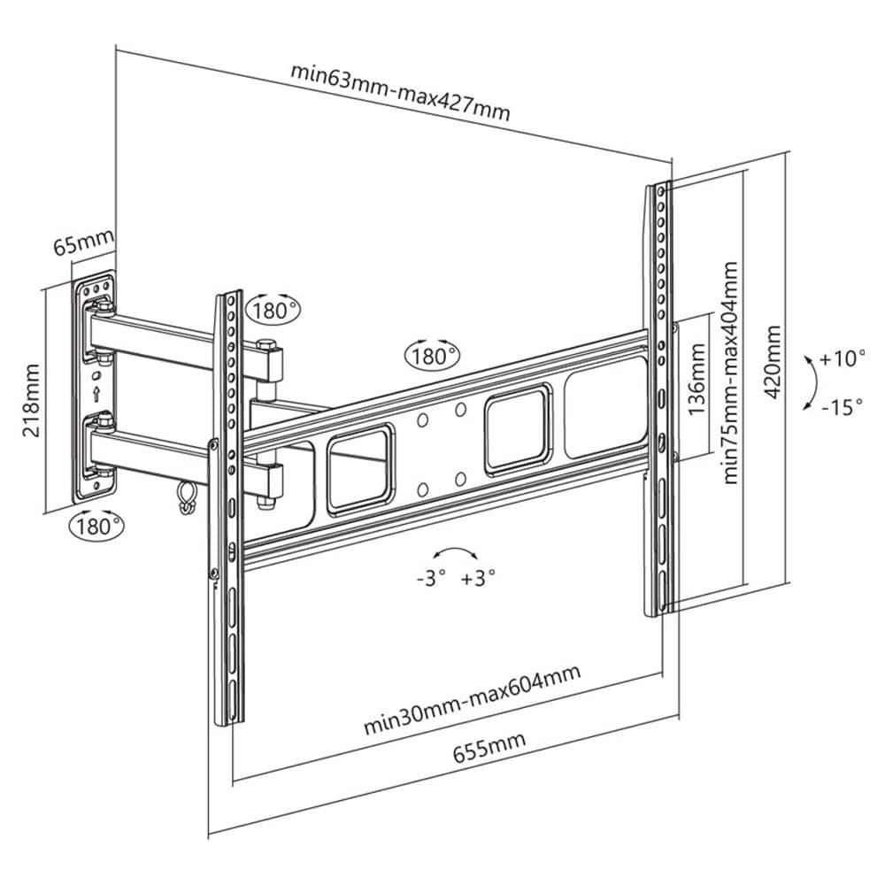 Goobay Veggfeste for TV - 37-70" Roter- & Vippbar