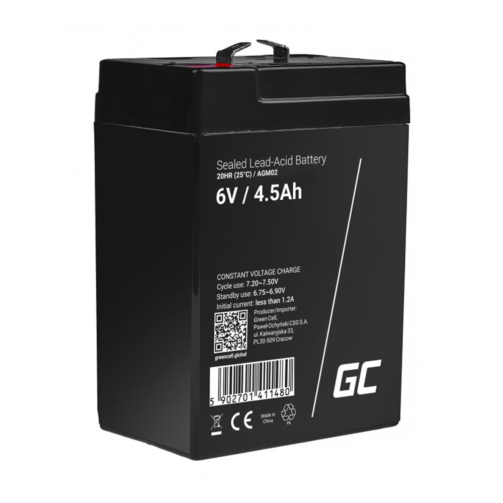 Green Cell AGM Batteri 6V 4.5Ah