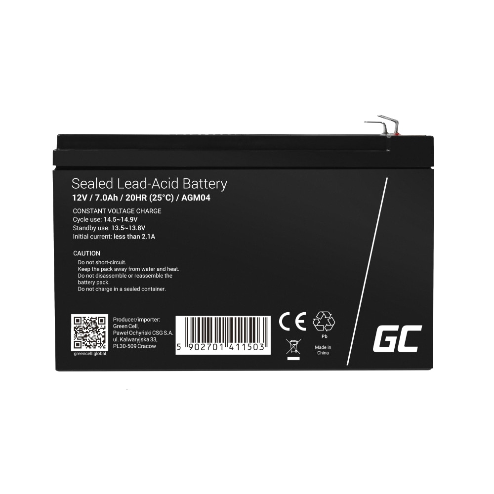 Green Cell AGM Batteri 12V 7Ah
