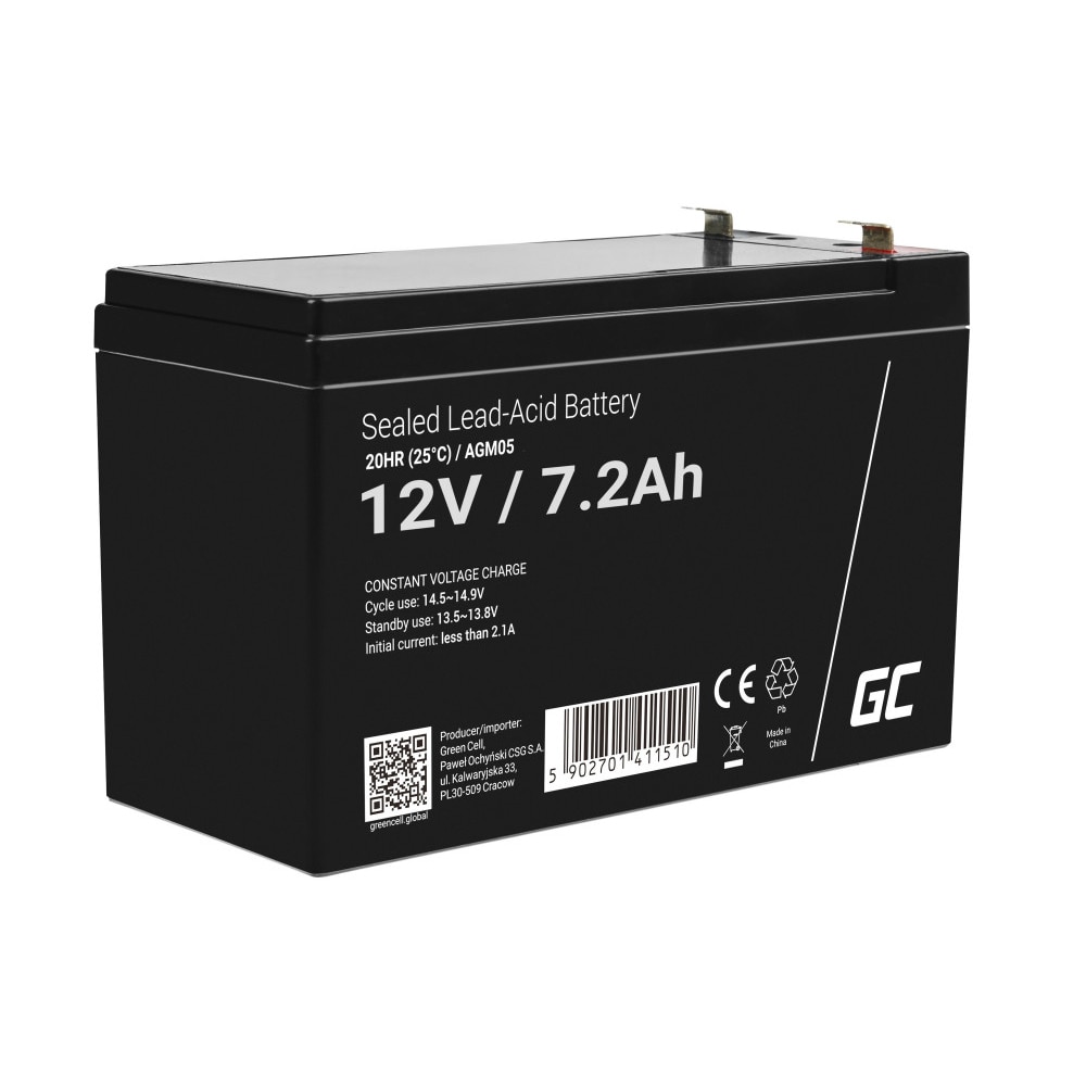 Green Cell AGM Batteri 12V 7.2Ah