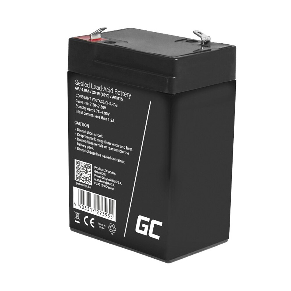 Green Cell AGM Batteri 6V 4Ah