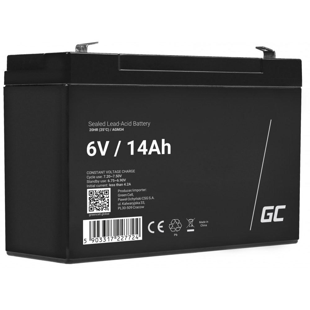 Green Cell  AGM Batteri 6V 14Ah