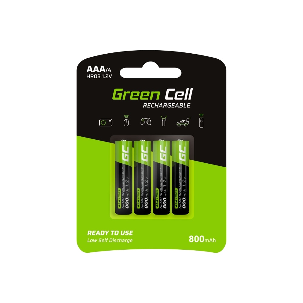 Green Cell 4x AAA HR03 Batterier 800mAh