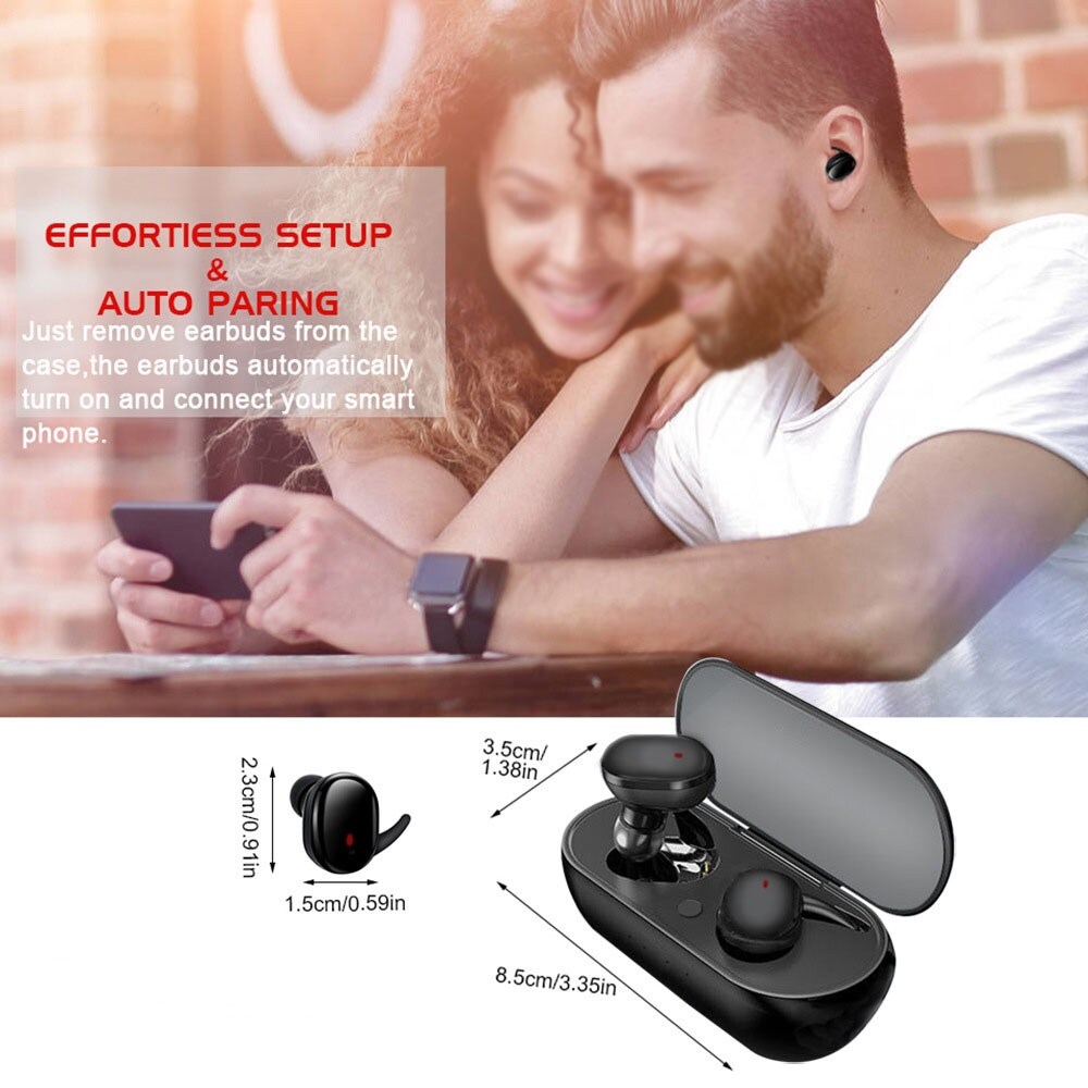 Trådløst Bluetooth-headset In-Ear med ladedeksel