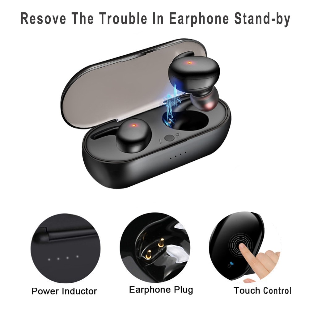 Trådløst Bluetooth-headset In-Ear med ladedeksel