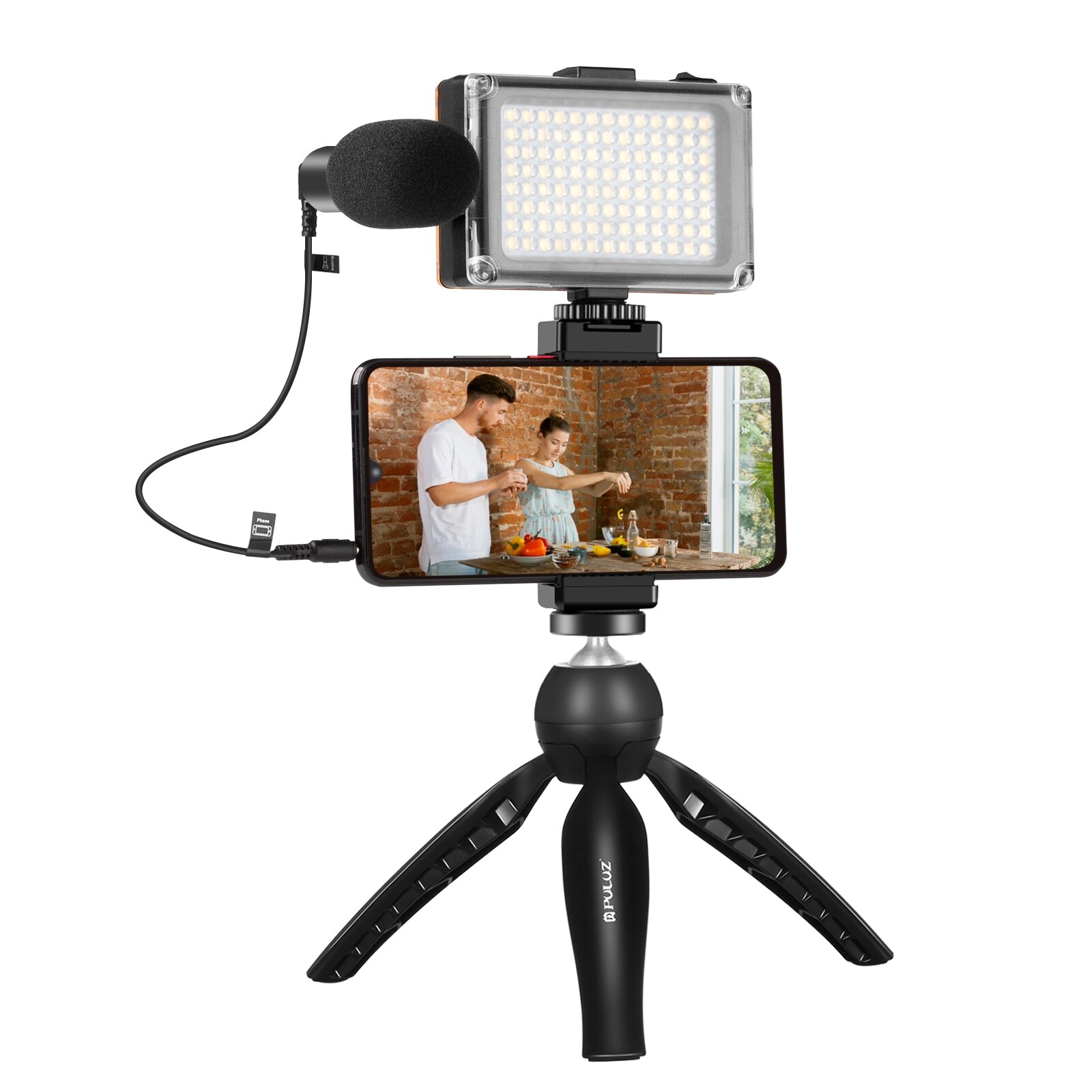 Vlogging kit med lys for mobiltelefon