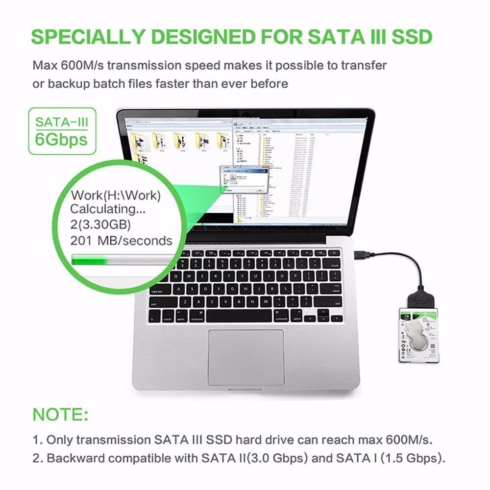 USB til SATA-adapterkabel for 2,5" SSD-harddisker