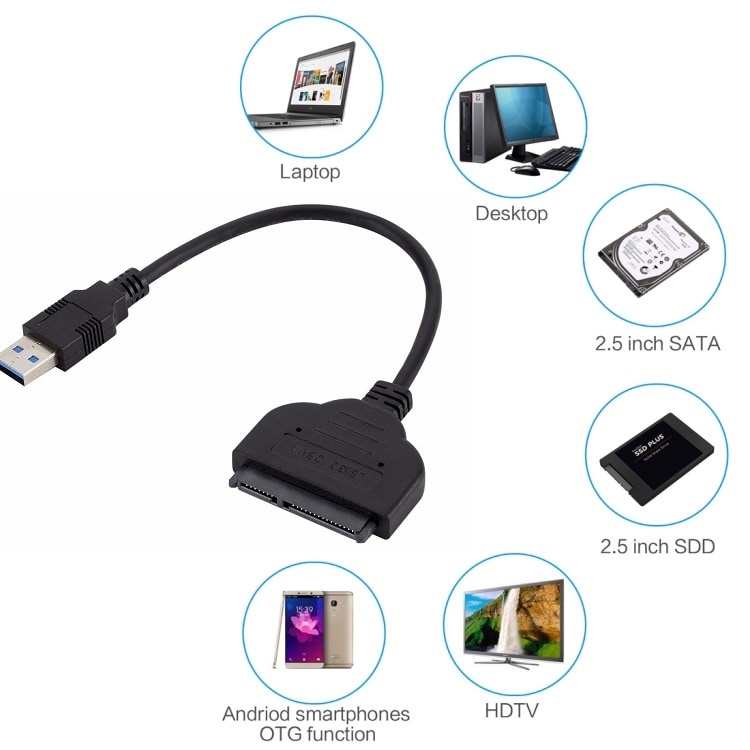 USB til SATA-adapterkabel for 2,5" SSD-harddisker