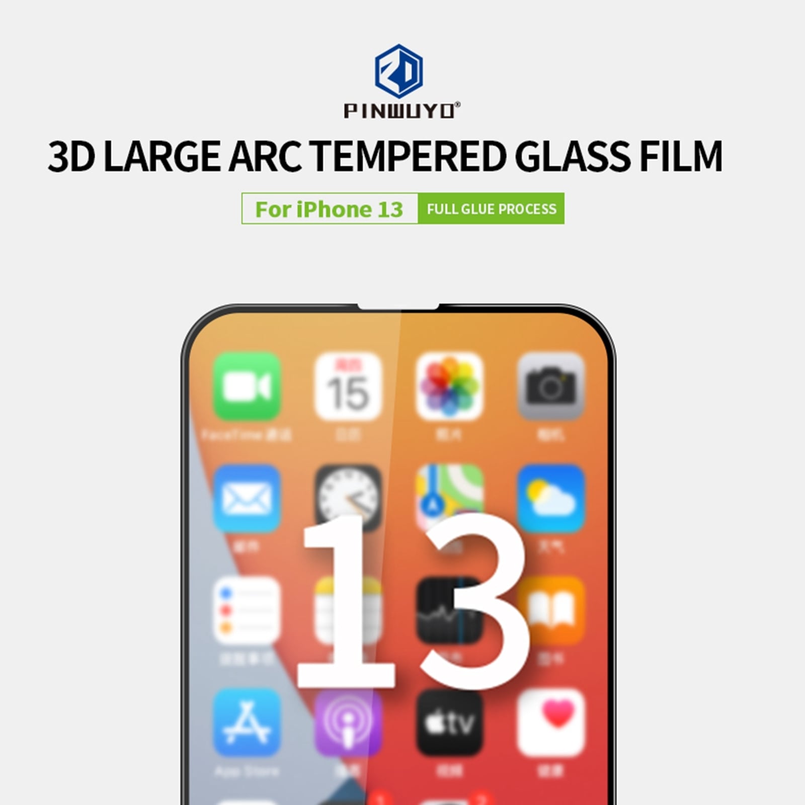Skjermbeskyttelse 9H och 3D med herdet glass samt ekstra hardhet til iPhone 13 / 13 Pro - Svart