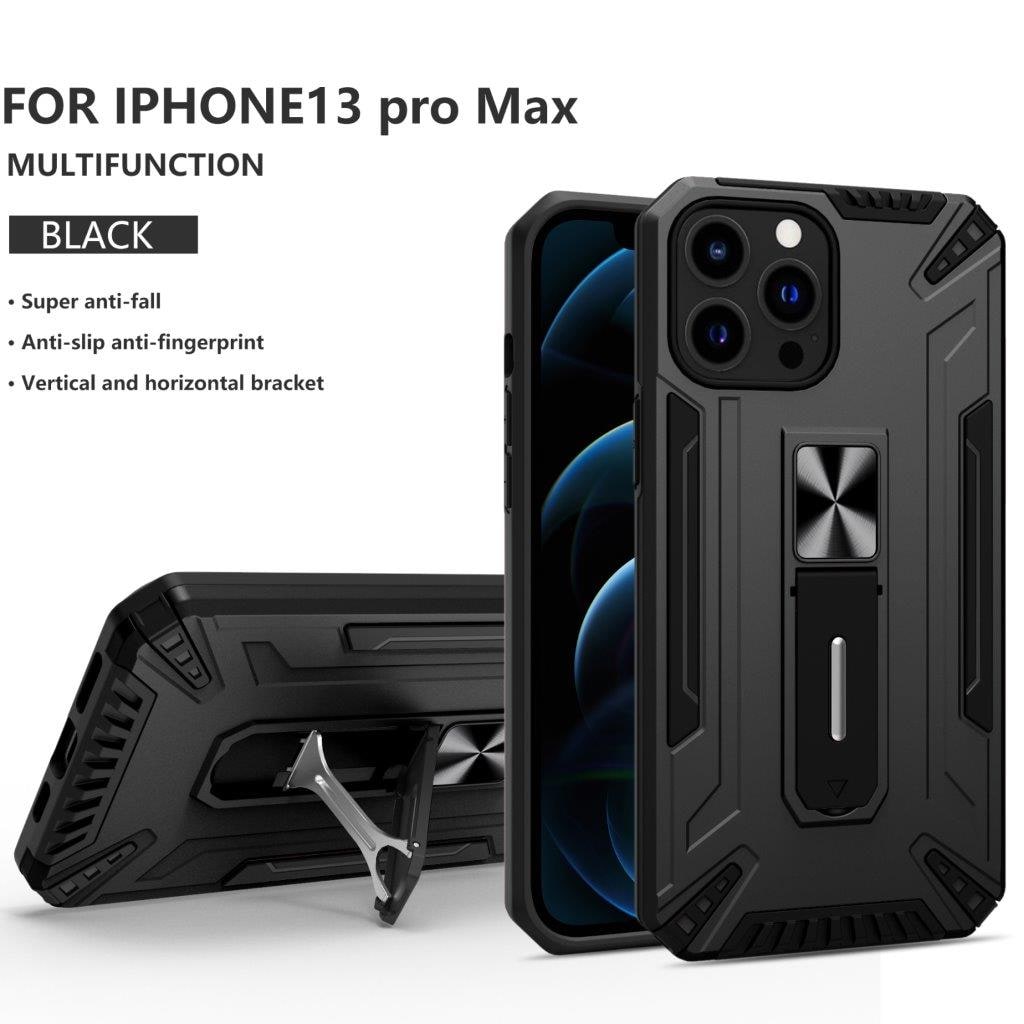 Støtsikkert beskyttelsedeksel med holder til iPhone 13 mini iPhone 13 Pro Max - Svart