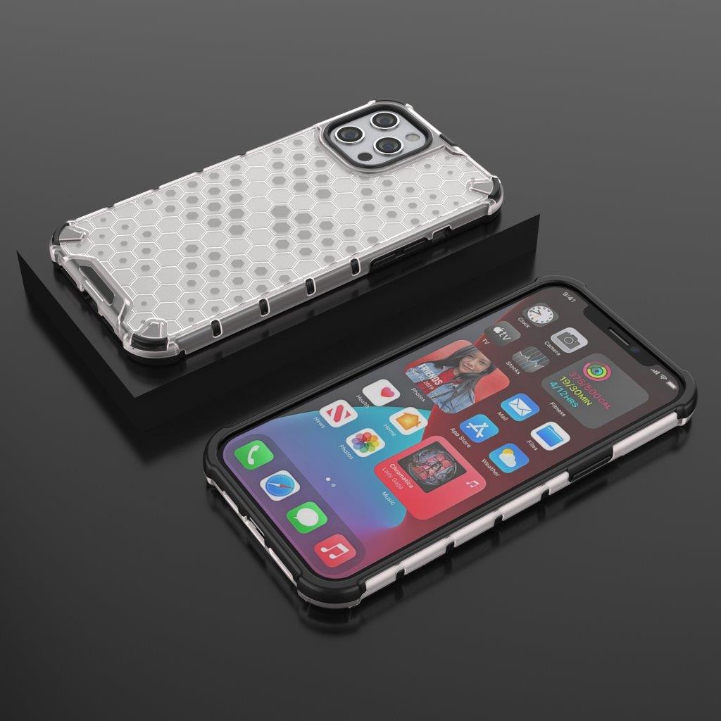 Støtsikkert mobildeksel med et gjennomtenkt mønster til iPhone 13 Pro Max - Hvit