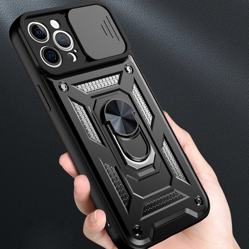 Mobildeksel med kamerabeskyttelse til iPhone 12 Pro Max - Svart
