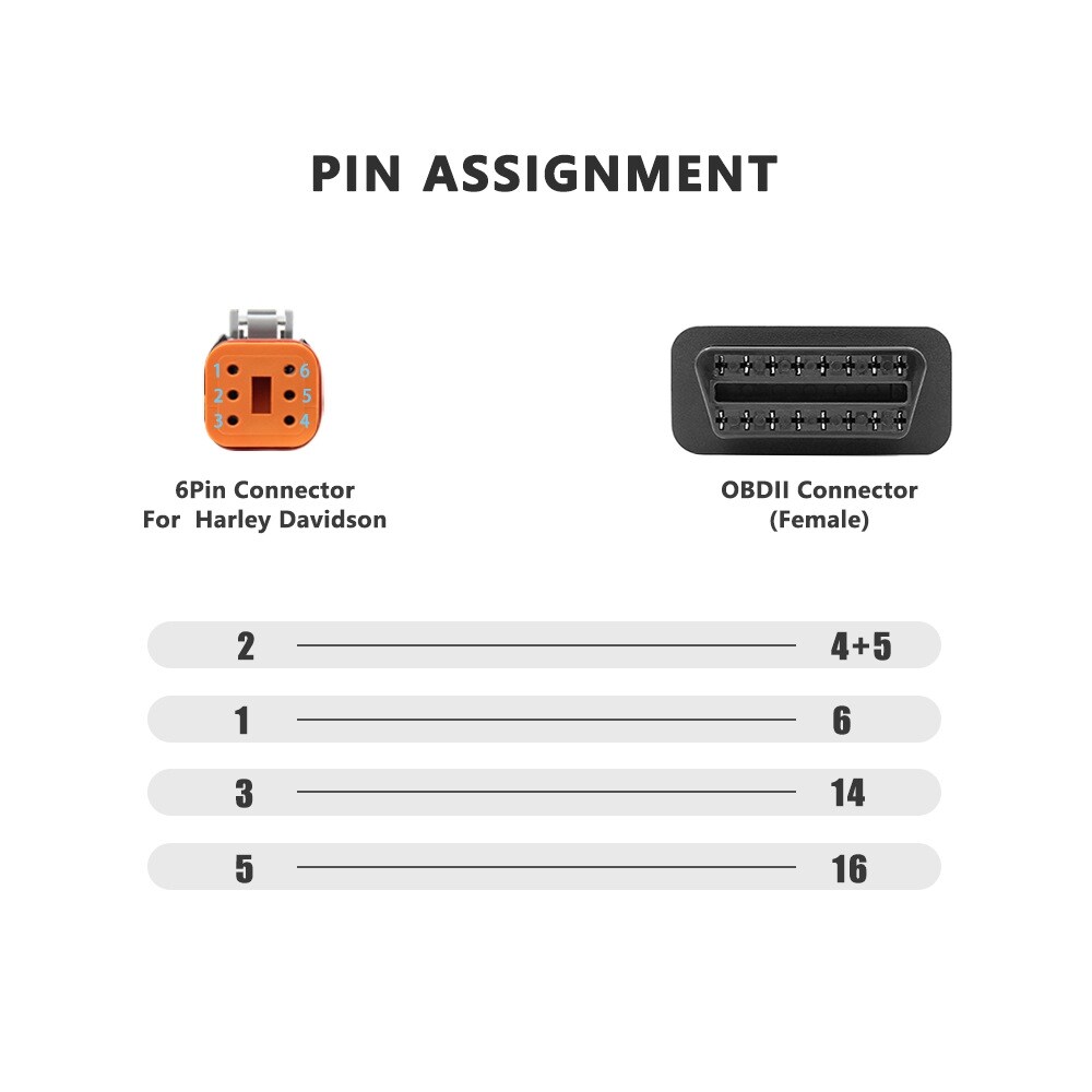 6-pin OBD2-kabel til Harley Davidson