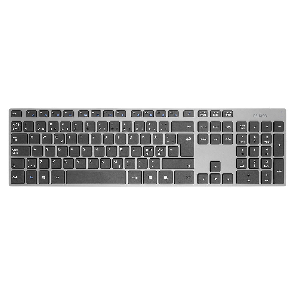 Deltaco Trådløst Tastatur - Smal design - Mørkegrå
