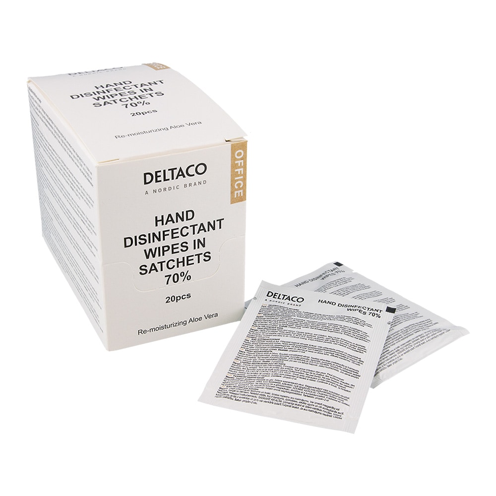 Deltaco Office Desinfeksjonsservietter 20-pakning