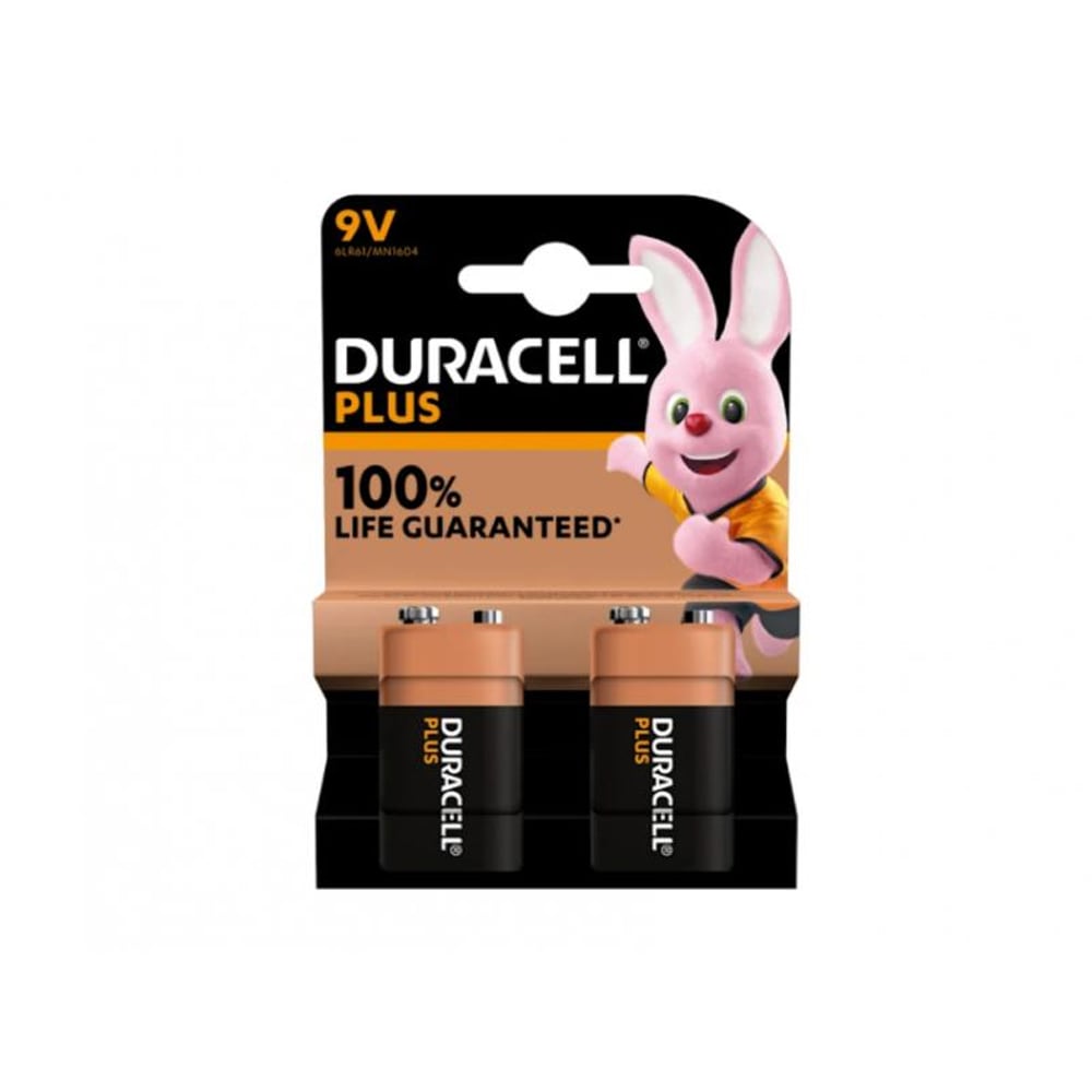 Duracell Plus Extra Life MN1604/6LR61 E-Block 9V 2-pakning