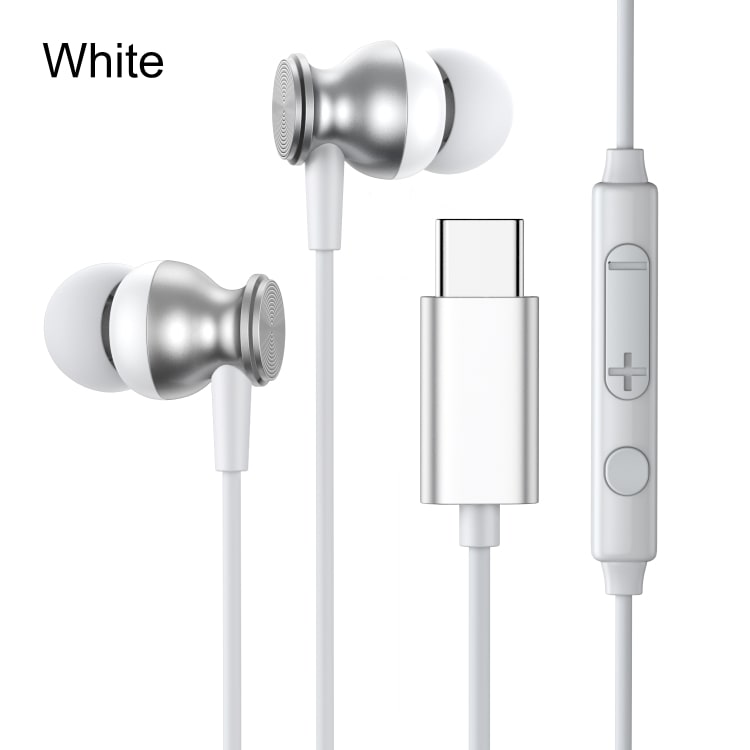 In-Ear Headset med USB-TypeC & Fjernkontroll Hvit