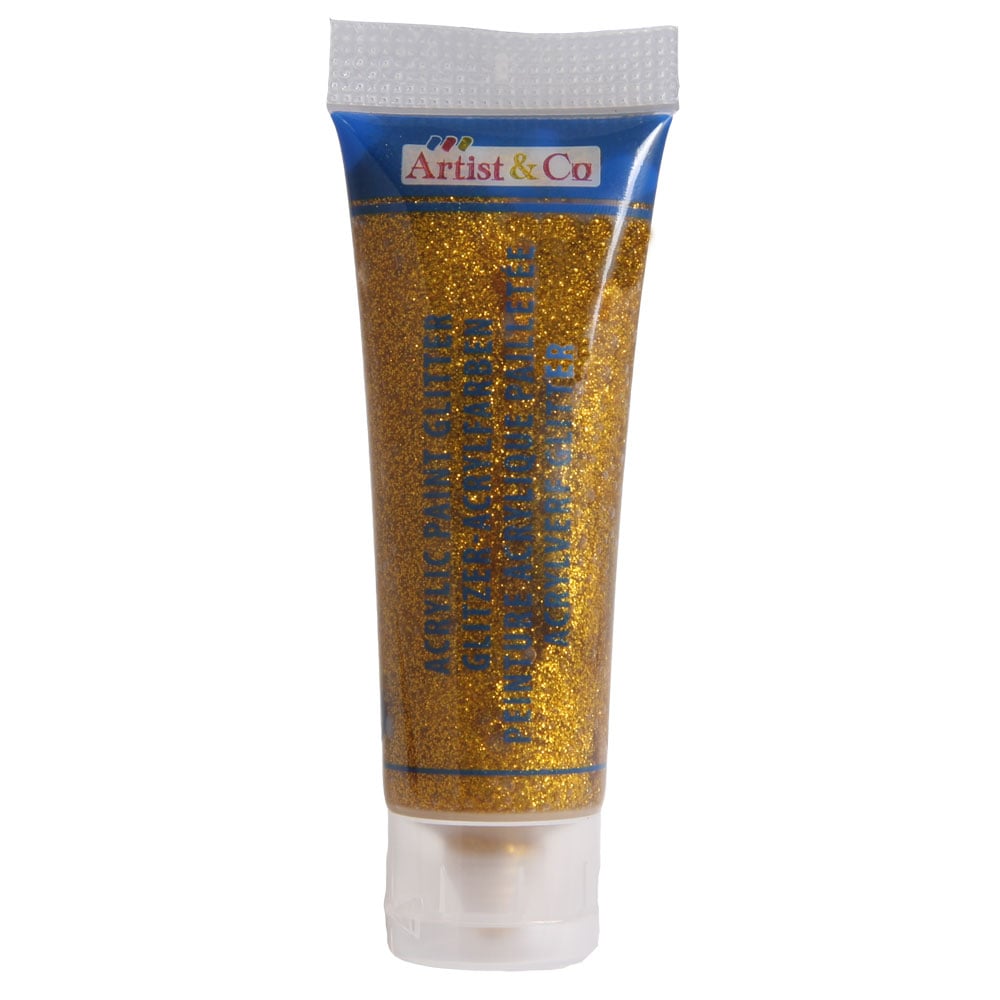 Artico akrylmaling glitter 75ml - Gul