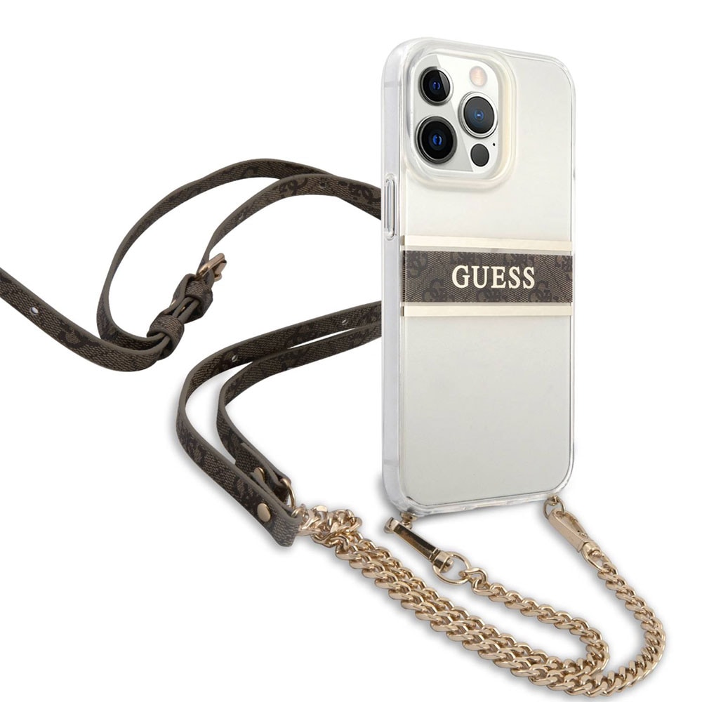 Guess - 4G Strap Gold Chain Braun - iPhone 13 Pro