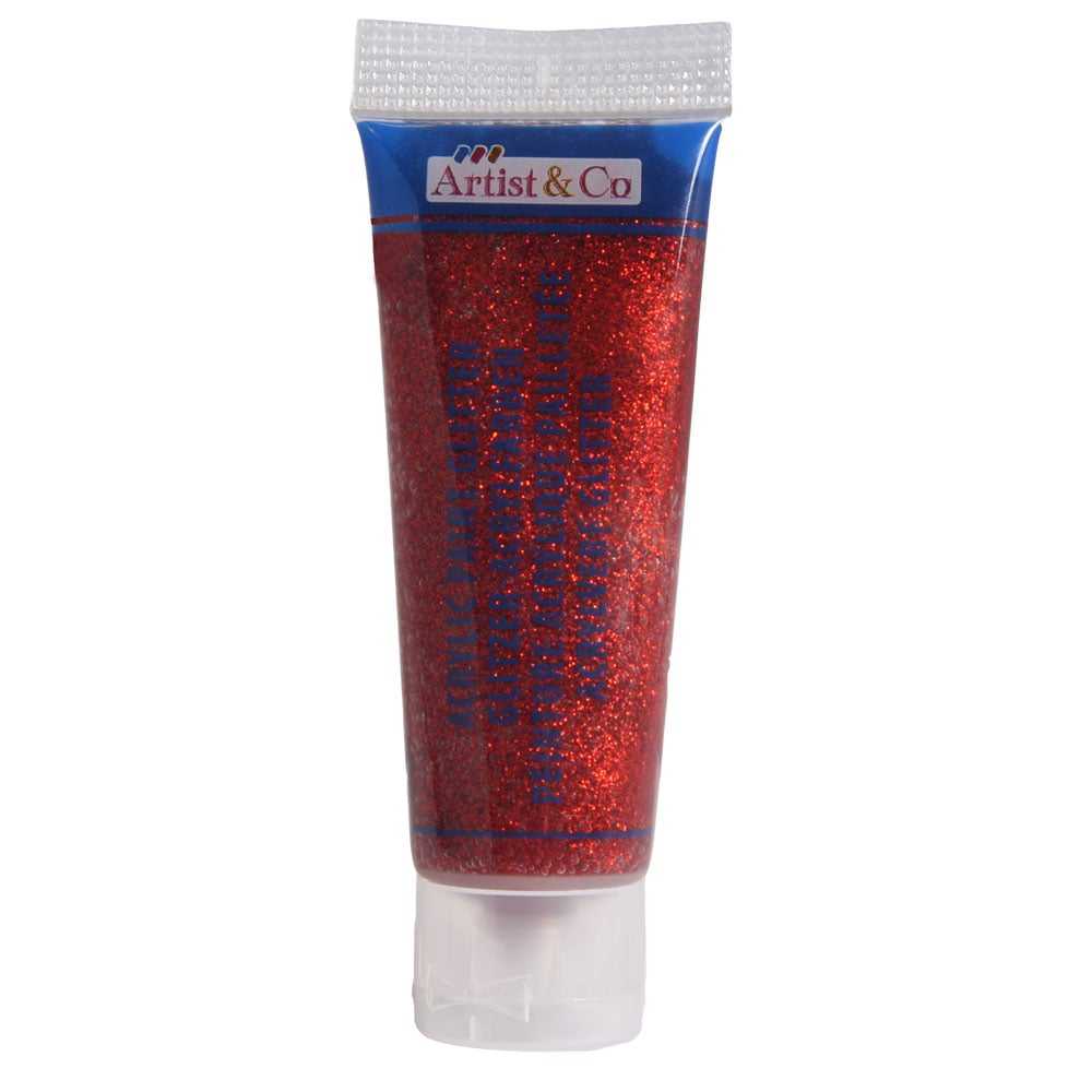 Artico akrylmaling glitter 75ml - Rød