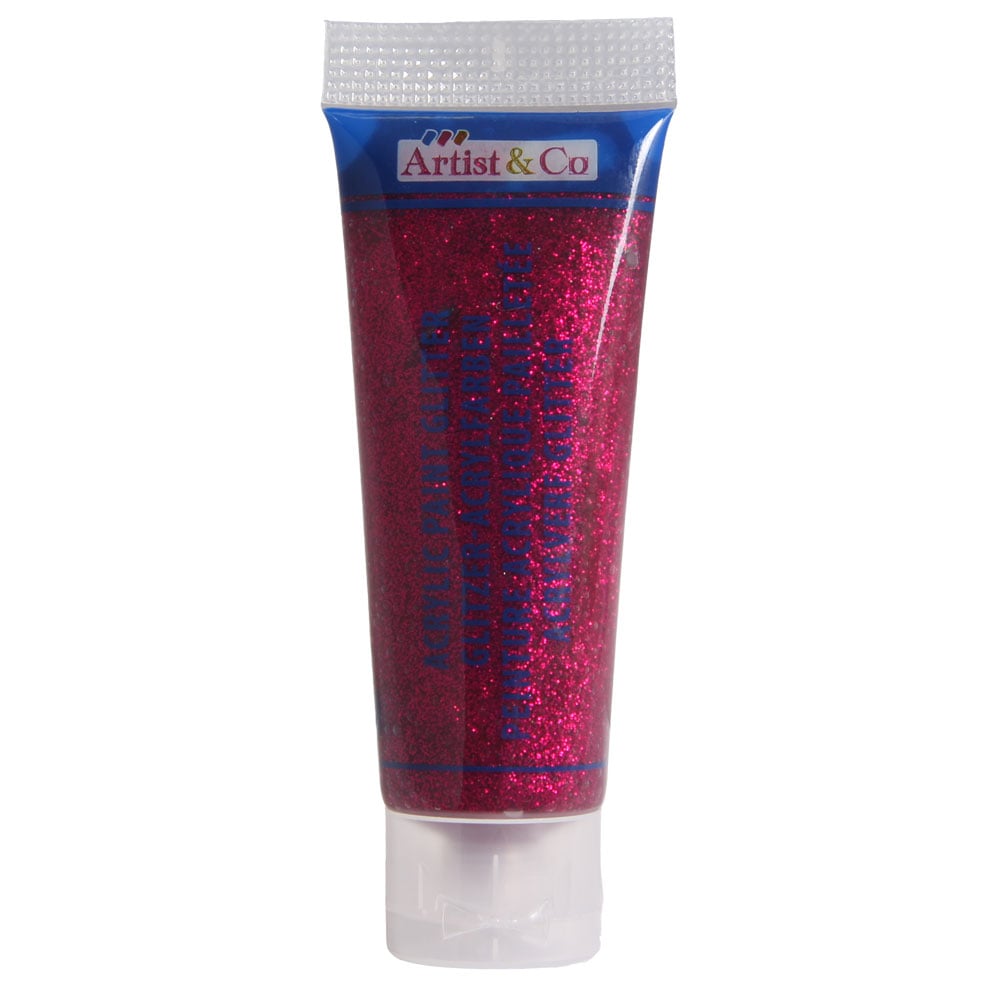 Artico akrylmaling glitter 75ml - Vinrød