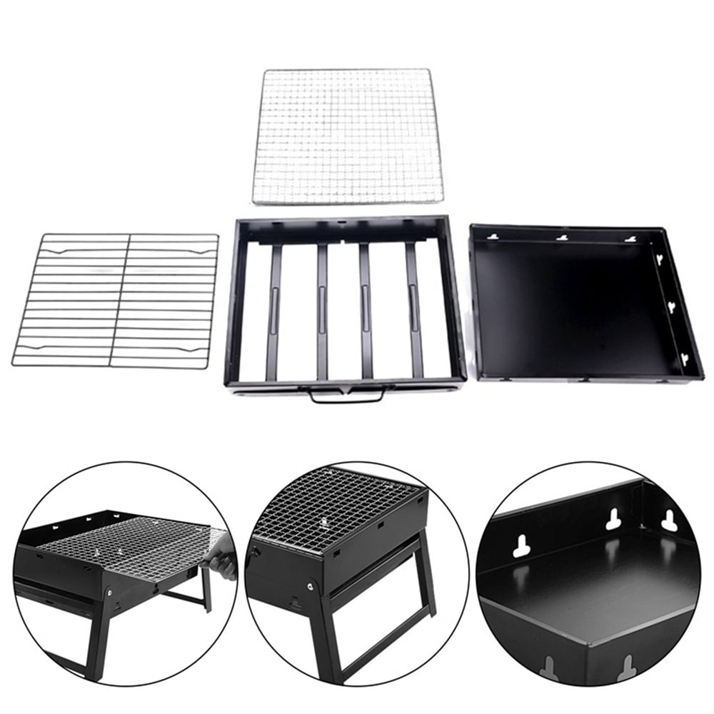 Minigrill / portabel sammenleggbar kullgrill med bærehåndtak for camping, piknik og turer