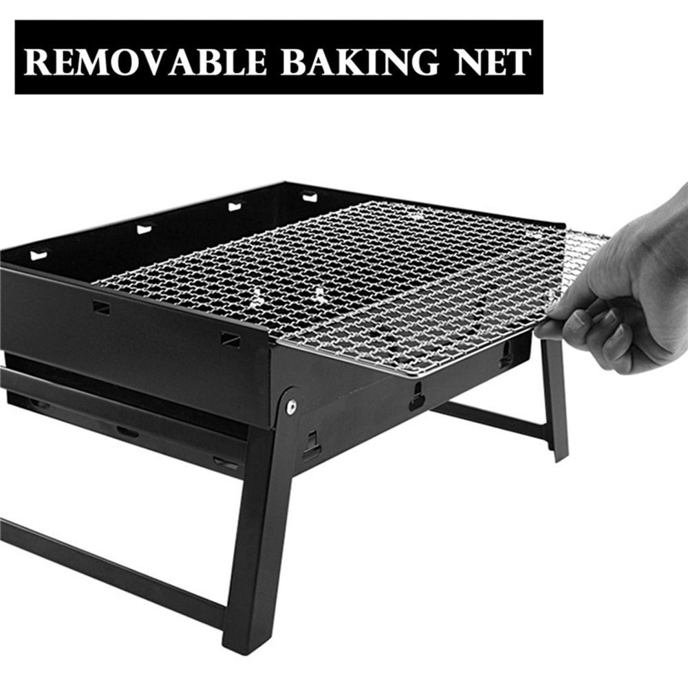 Minigrill / portabel sammenleggbar kullgrill med bærehåndtak for camping, piknik og turer