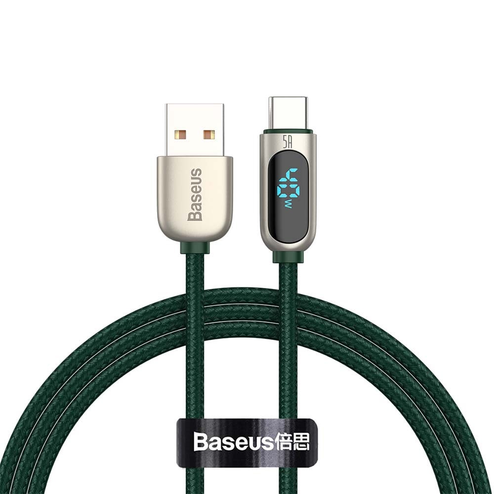 Baseus Display USB - USB-C 5A 1 m Grønn