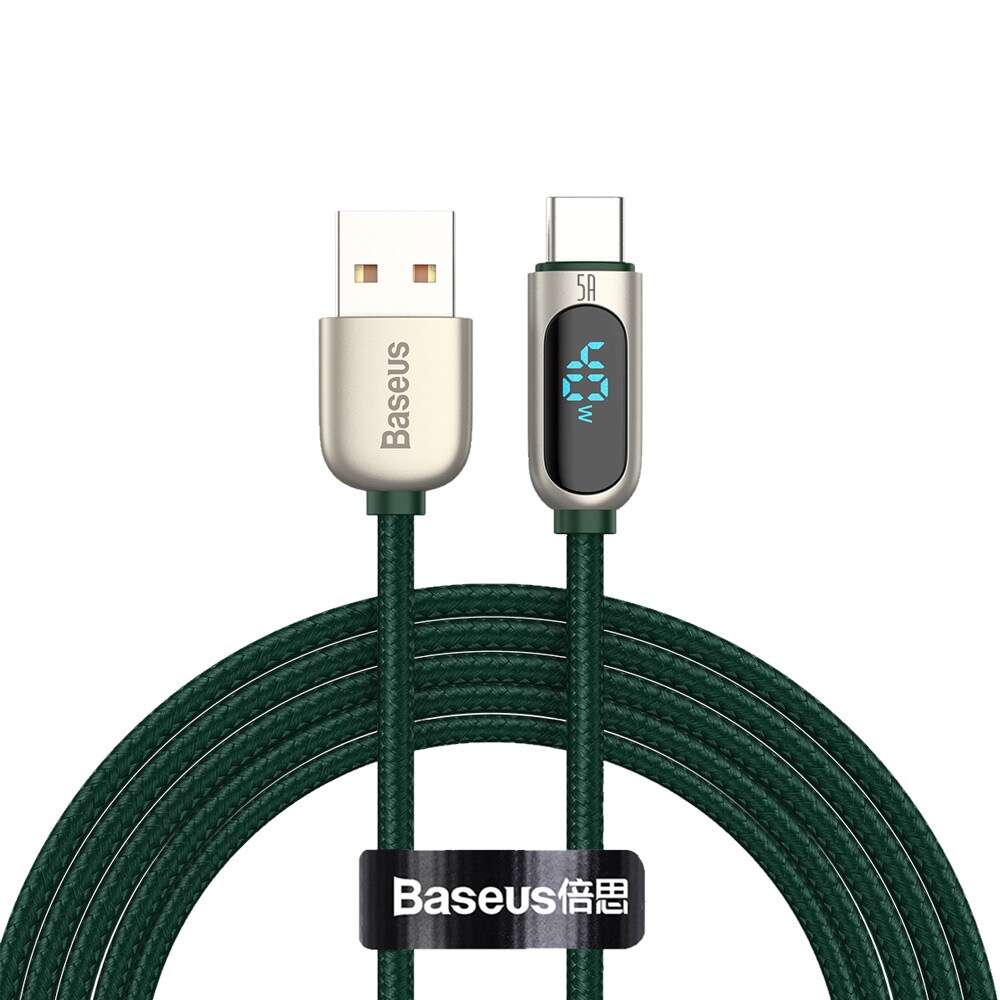 Baseus Display USB - USB-C 5A 2 m Grønn