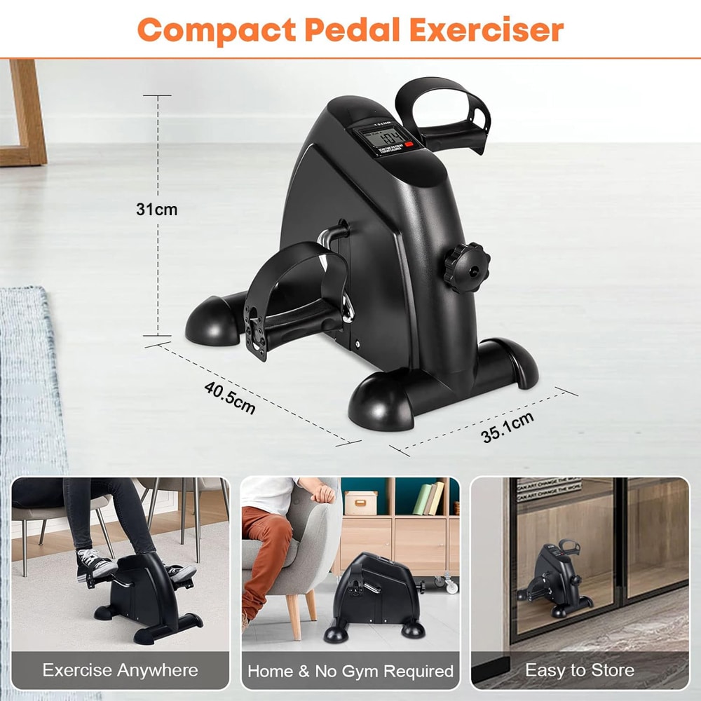 Kompakt ergometersykkel med multifunksjonell pedaltrener