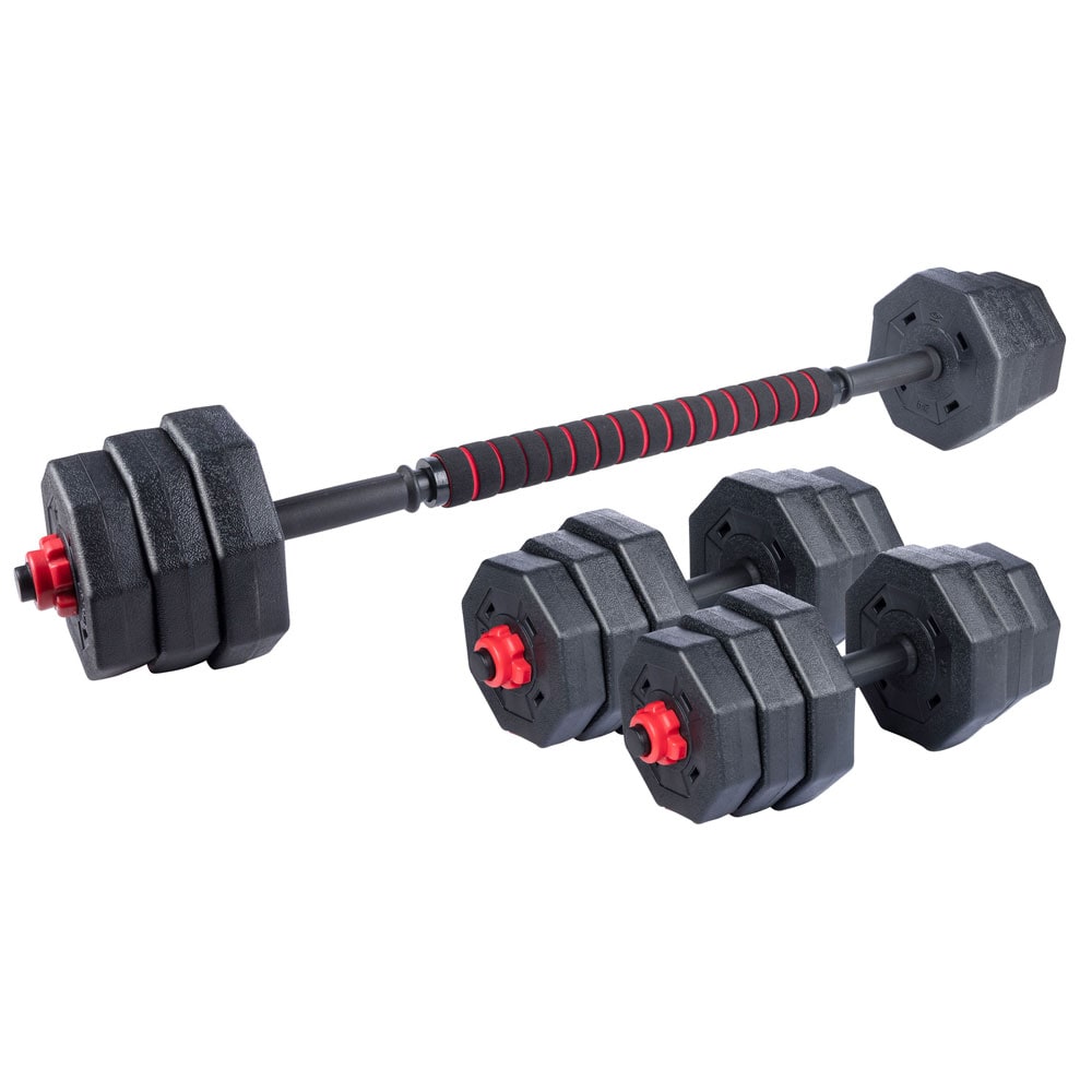 19-delers sett med manualer og vektstang - totalvekt 19,6 kg